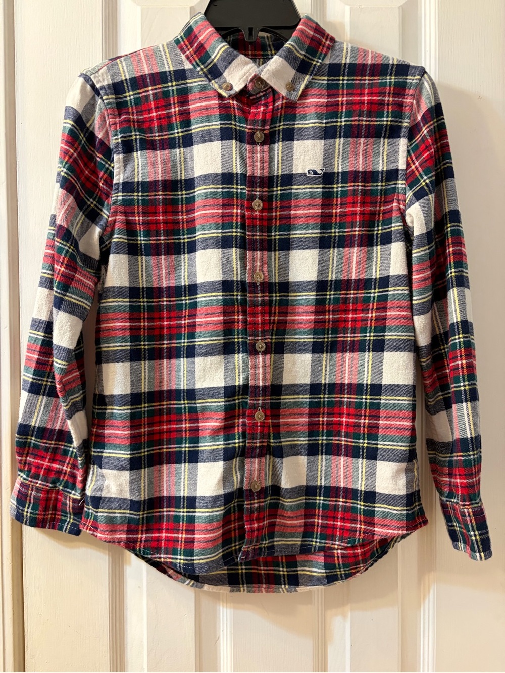 Vineyard Vines Boy's Red/White and Black Flannel Button-Down Shirt Size 12-14